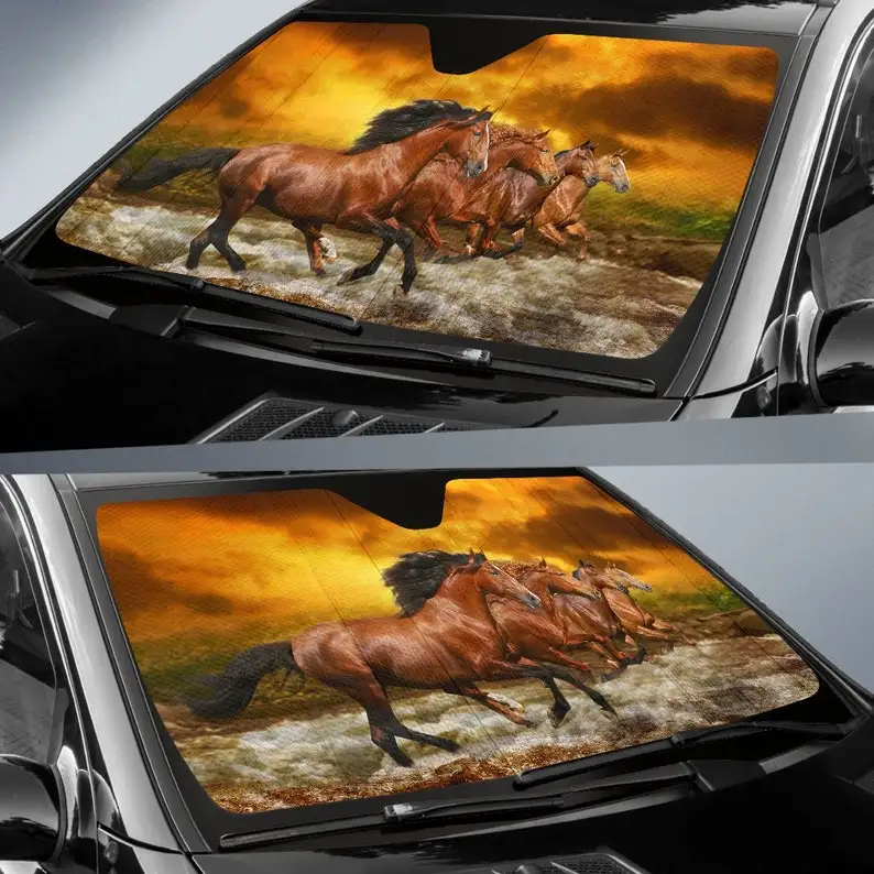 

horse animal car windshield sunshade run auto accessories decoration sunshade gift