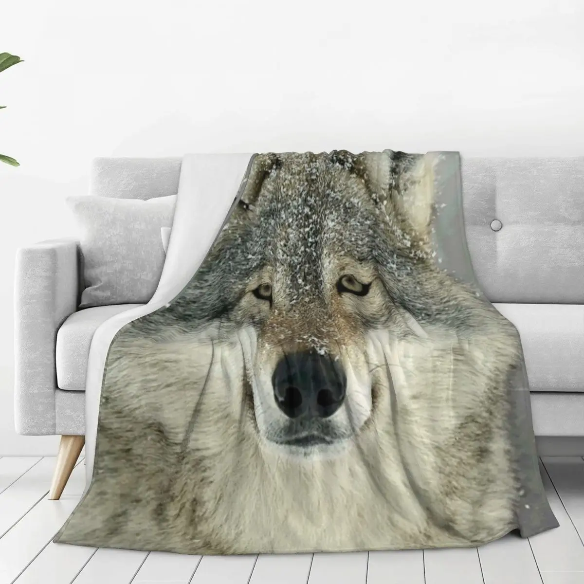 Grey Wolf Blanket Flannel Lightweight Sofa Throw Blankets For Home Bedroom Travel Throws Bedspread Quilt 2