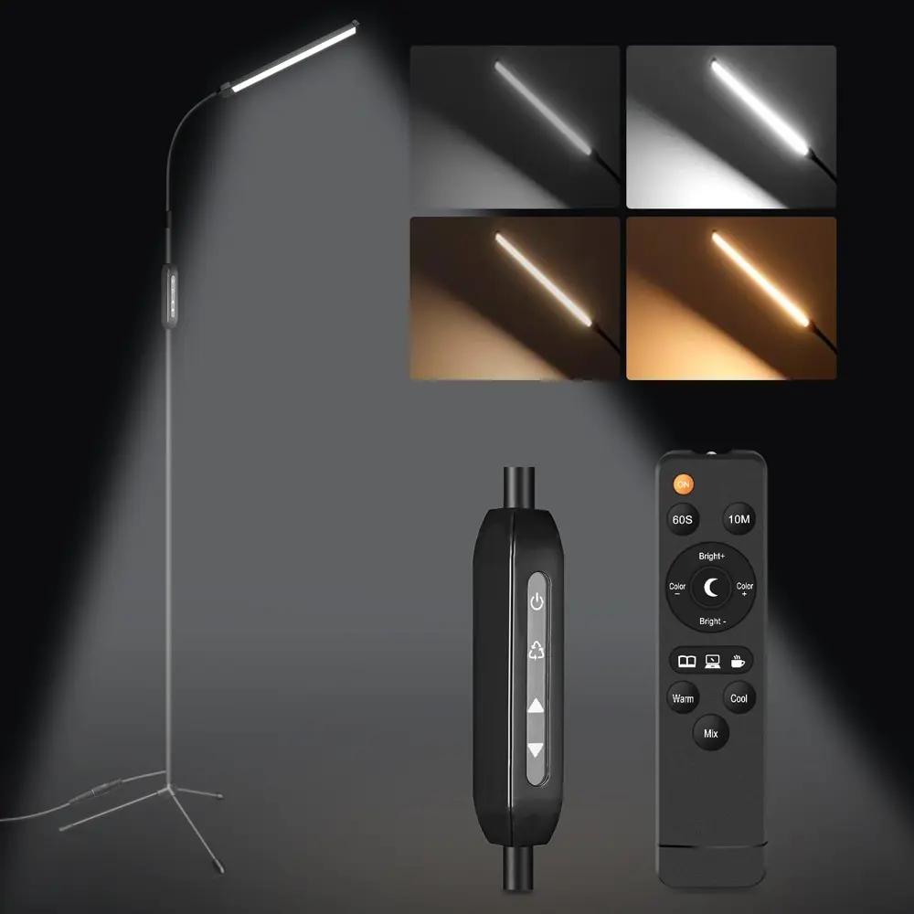 속눈썹 연장을위한 원격 제어 Led 플로어 램프 공예 작업 램프 바닥 서 구즈넥 조광기 뷰티 래쉬 페이셜 스파
