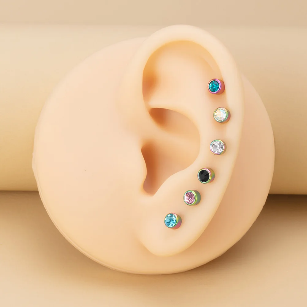 Orecchini In Tanio Con Piercing All'orecchio, Cartilagine, Trago, Filettatura Interna, Cristallo CZ, Labret, Anello, Elica, Gioielli Per Il Corpo 16G - Foto 12