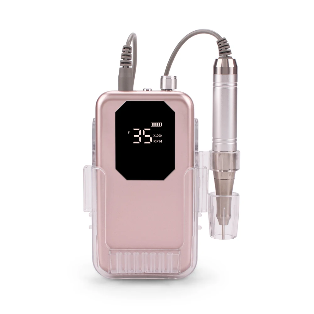 Coreless Motor Nail 65w Drill Rechargeable 35000RPM Electric Machine Nail File High Power Cordless Drilling with Portable Base 4