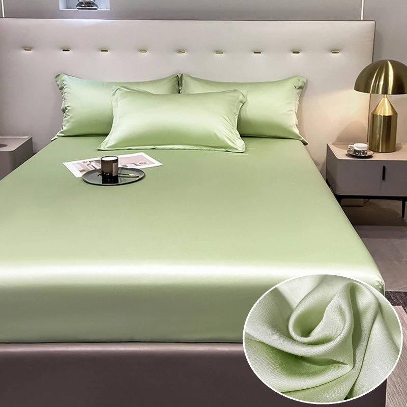 100Silk Bed Fitted Sheet Smooth Lyocell Mattress Cover With Elastic