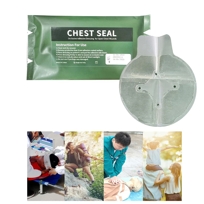 

Medical Vent Chest Seal Occlusive Adhesive Dressing for Open Chest Wounds Survival Emergency Trauma Sticker First Aid Patch 1pc