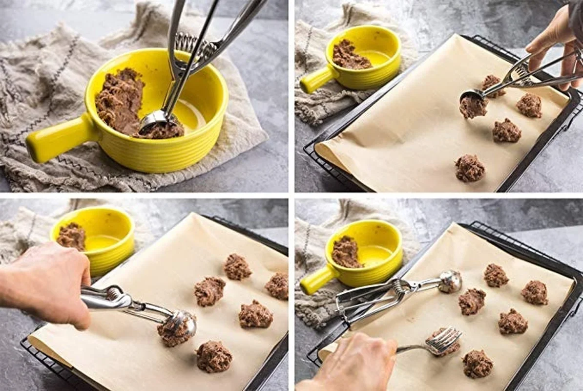 Ice Cream Scoop Ice Cream Spoon 3 Size Stainless Steel Spring Handle Mash Potato Watermelon Ball Scoop Home Kitchen Accessories