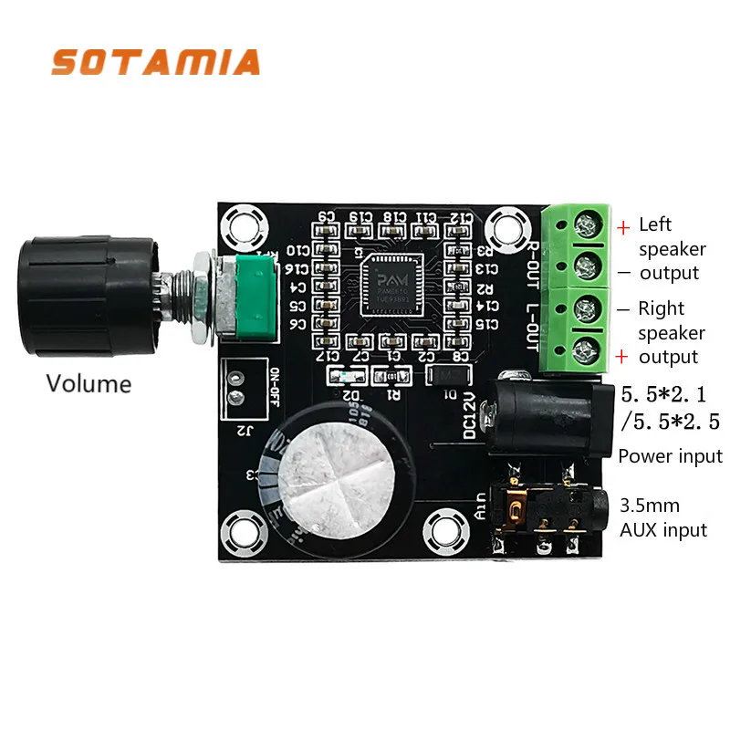 

Мини усилитель мощности SOTAMIA 2x15 Вт, аудиоплата PAM8610, звуковые усилители для динамиков, 2,0 стерео цифровой усилитель, домашний усилитель «сделай сам»