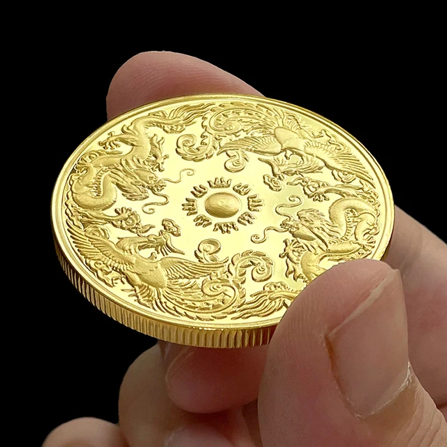 Pièce commémorative traditionnelle chinoise Dragon et phénix, 40mm, en  cuivre, Twin, chine, bonne Fortune