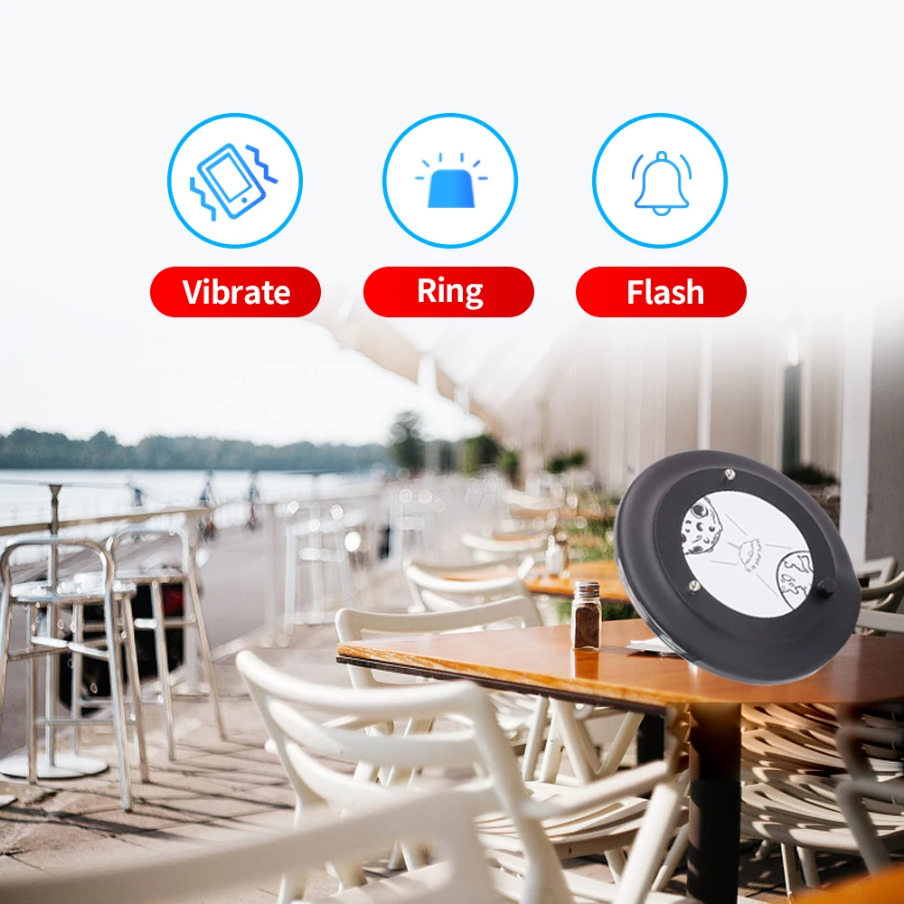 Wireless Restaurant Pager System 20 Round Coasters Guest Queue Paging System Waterproof Ring Flash Vibrate for Food Court wireless calling system