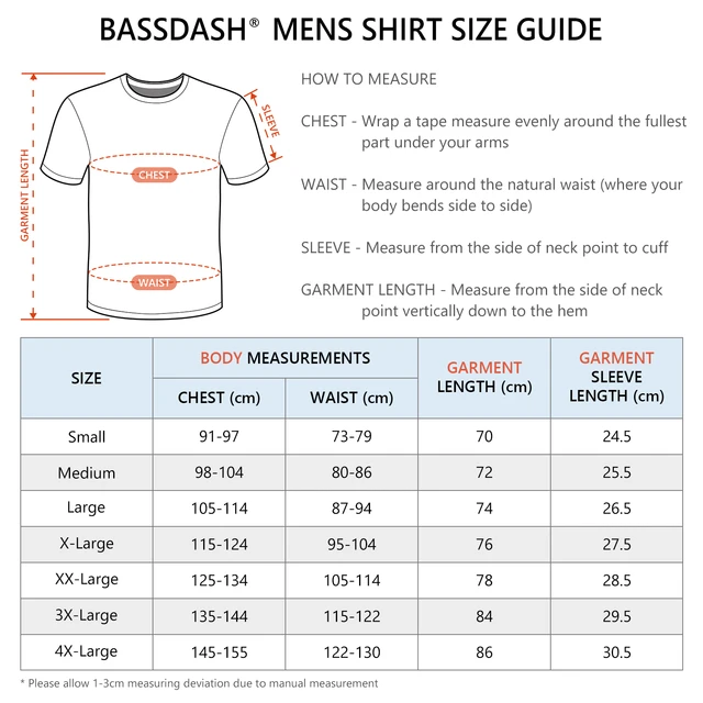 Bassdash Men's UPF 50+ Sun Protection Fishing Shirt Short Sleeve