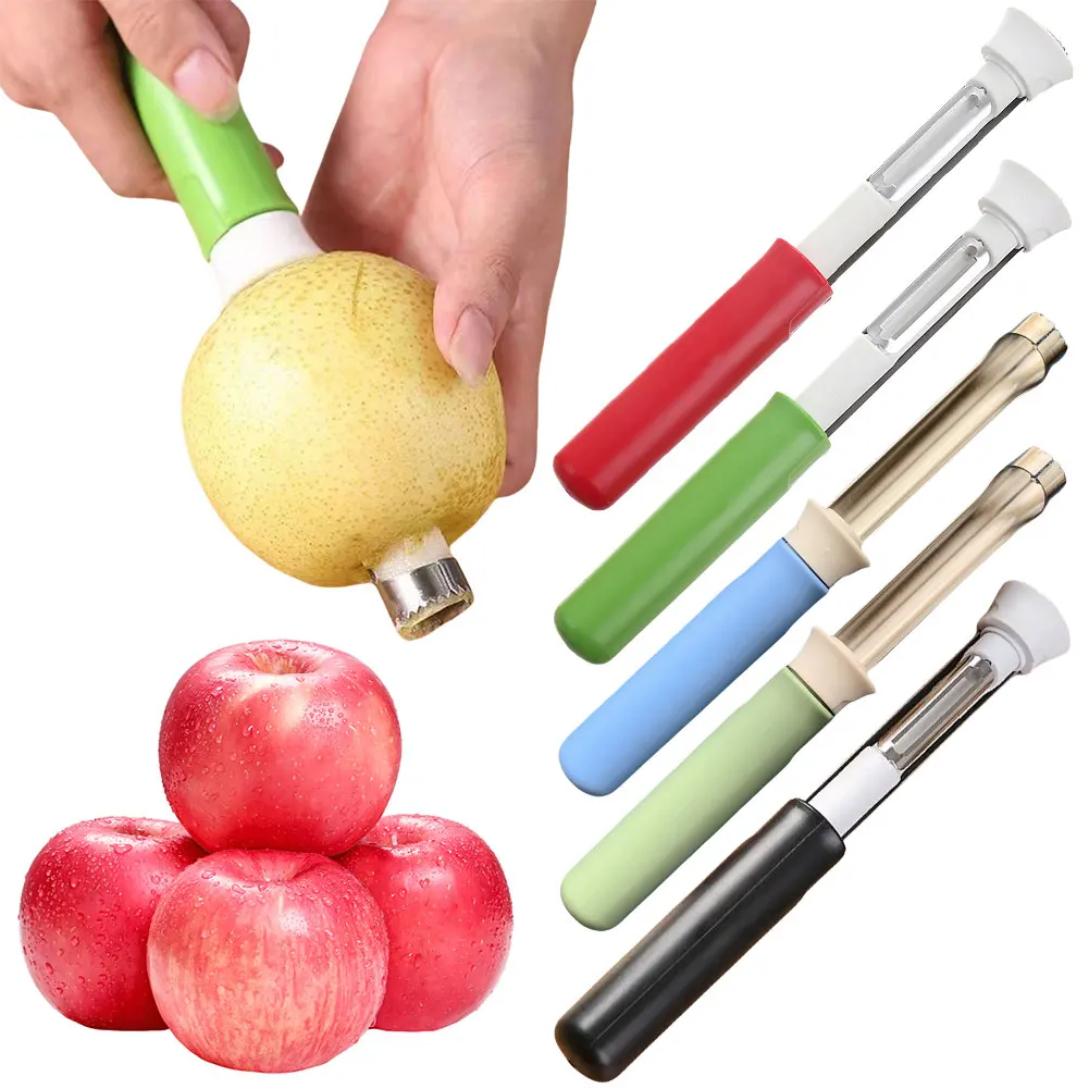 2 in 1 Apple Peeler Telescopic Stainless Steel Apple Core Remover Core Removal Tool Apple Seed Remover for Home Kitchen