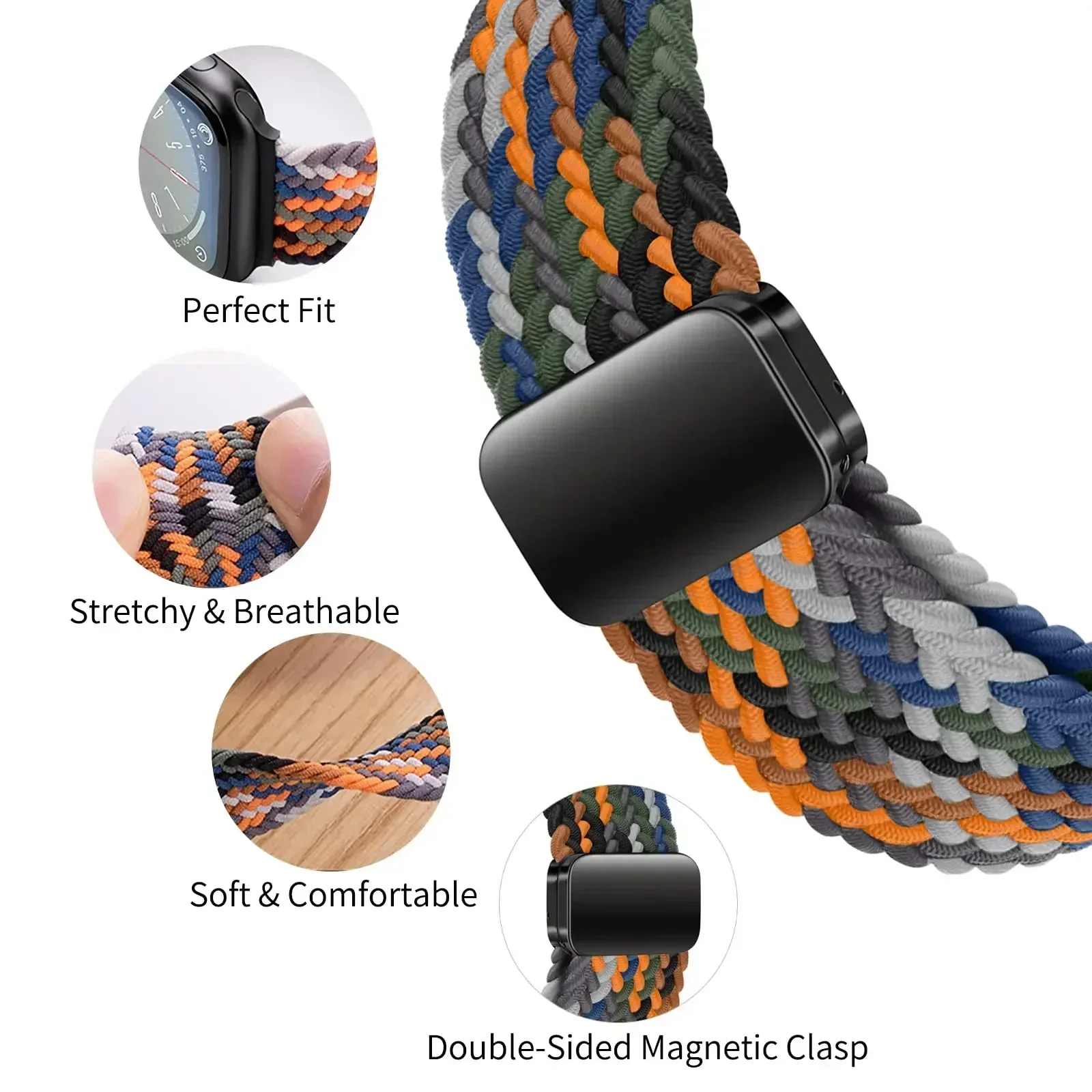 Nylon Braided Loop Strap with Magnetic Buckle