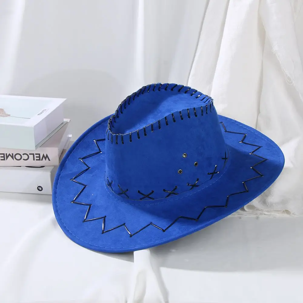 Sombrero de vaquero de gamuza Unisex, sombrero Fedora de fieltro de ala ancha, estilo occidental, Sombrero de Panamá, sombrero de Jazz, moda