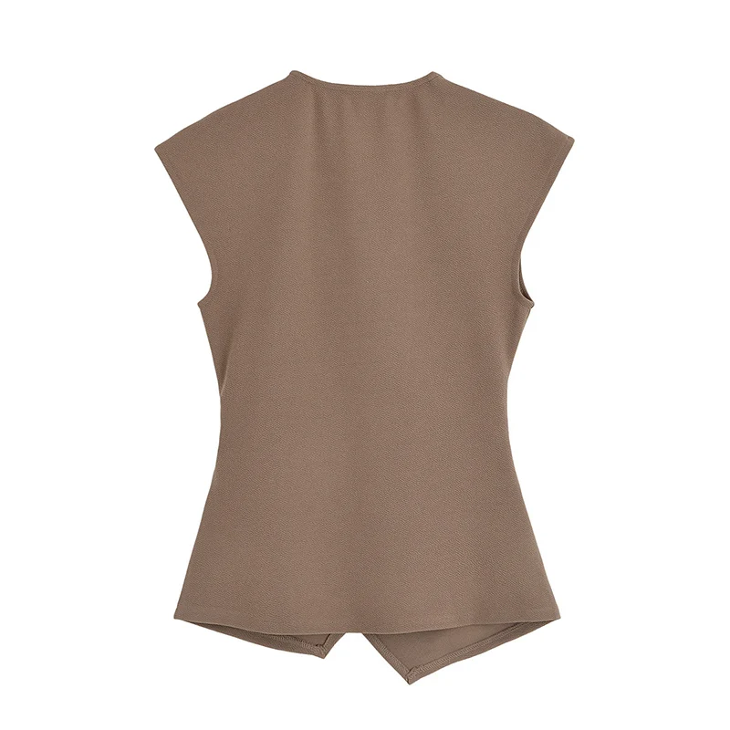 Simple Style Wide Leg Pants 2 Pieces Sets For Women Ruched Pin Vest Top Trousers Women's Suit 2025 New Casual Woman Outfits