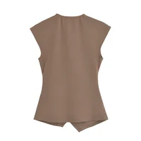 Simple Style Wide Leg Pants 2 Pieces Sets For Women Ruched Pin Vest Top Trousers Women's Suit 2025 New Casual Woman Outfits - Image 3