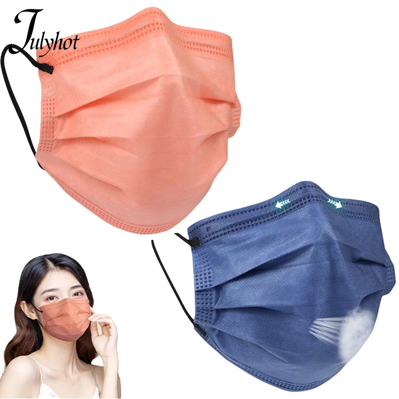50Pcs Disposable Earloop Mouth Mask 3/4 Layers Meltblown Non-Woven Breathable Face Mask Anti-Dust Protective Masks Adults