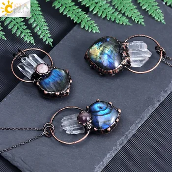Labradorite with Quartz Crystal Pendant 3