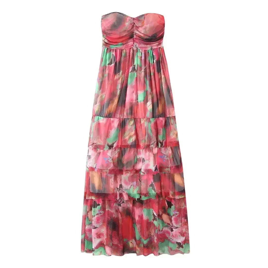 

Женское Плиссированное Платье-миди без рукавов, с принтом