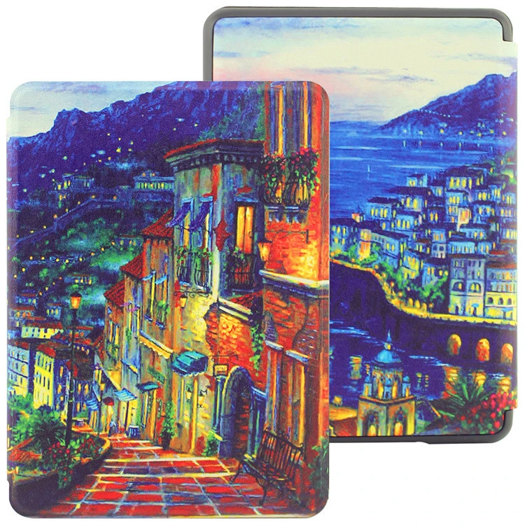 thumbnail image 1 of Funda de cuero para Kindle Voyage 8.ª y 10.ª generación Paperwhite 4, 3, 2, 1, 6 pulgadas, funda para lector electrónico, función de encendido y apagado automático, 1 of 5