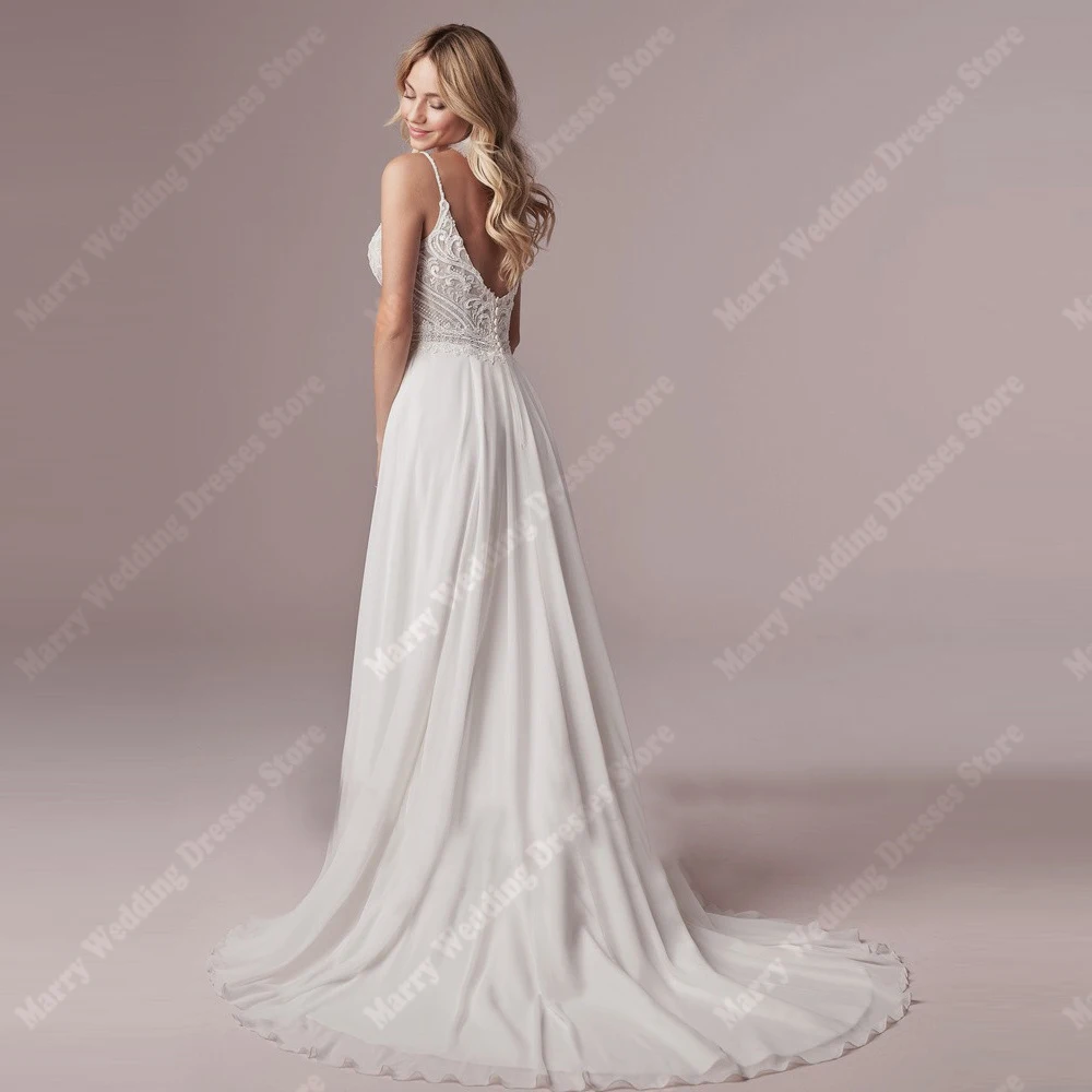 Modern A-Line Elegant Women Wedding Dresses Charming Sleeveless Bridal Gowns Mopping Length Banquet Vestido De Novias Customized 2