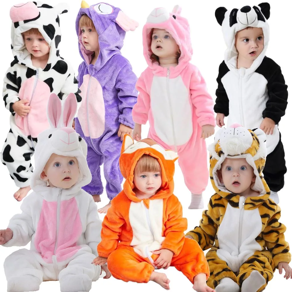 Kigurumi Anime Onesie Kids Unicorn Pajamas 1 2 3 4 Years Duck Bunny Owl Animal Cosplay Clothes Winter Soft Warm Children Pyjamas onesie pajamas