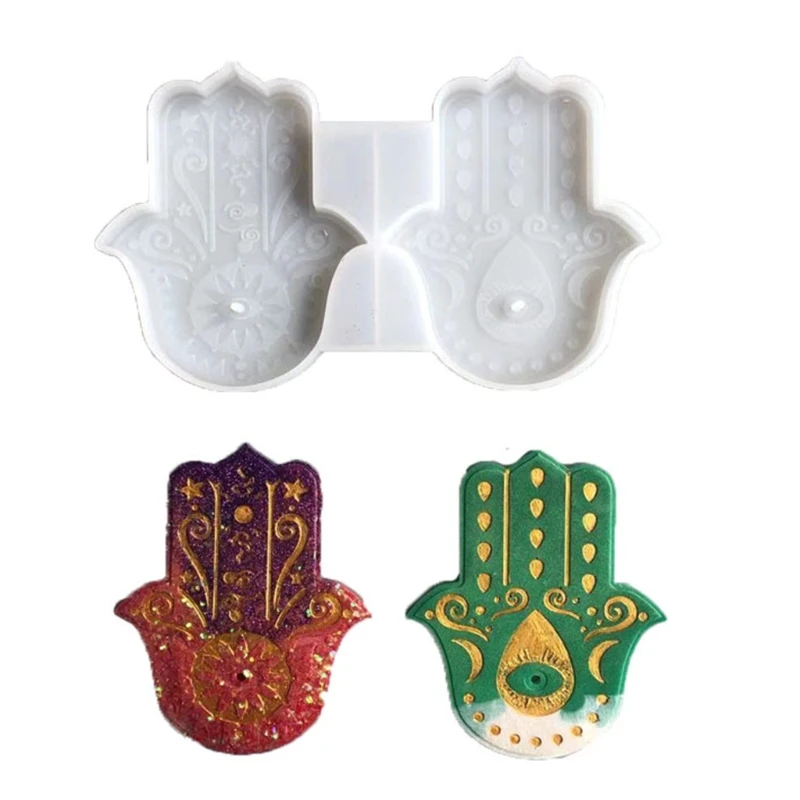 

for Palm Amulet Crystal Epoxy Resin Mold Hamsa Hand Silicone Mould DIY Crafts Tray Dish Decorations Casting Tool