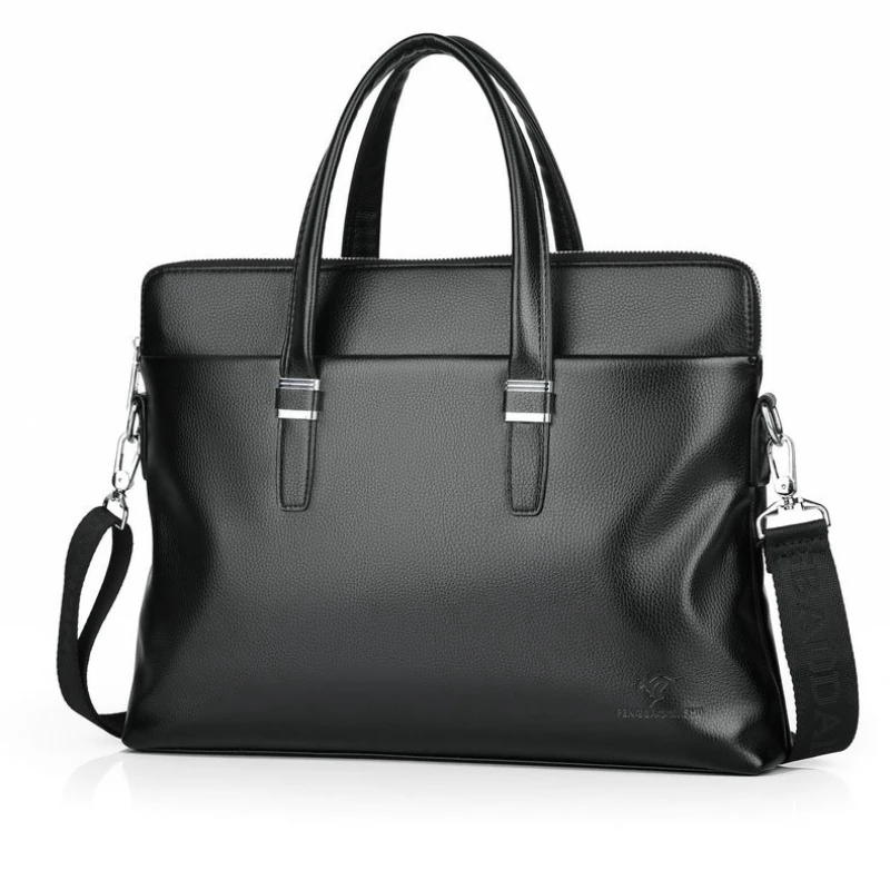 

Large capacity leather briefcase Wear resistant and splash proof men's handbag 14 inch laptop case