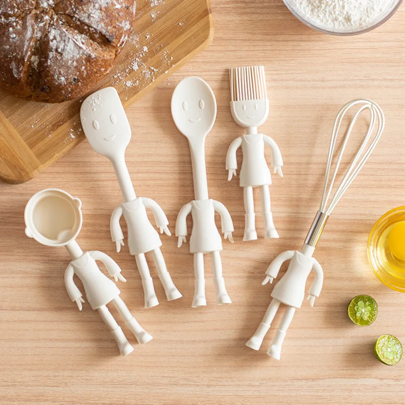 White Creative Butter Cooking Multi Purpose Mini Spatula Food Grade Silicone Cookie Pastry Scraper 5Pcs/Set silicone spatula cream spatula silicone scraper cake spatula