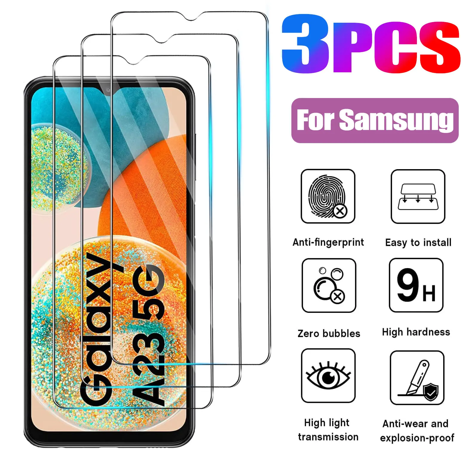 

3 шт. закаленное стекло для Samsung Galaxy A02 A12 A22 4G A32 5G A42 A52S A72 защита для экрана A03 Core A13 A23 A33 A53 A73 стекло