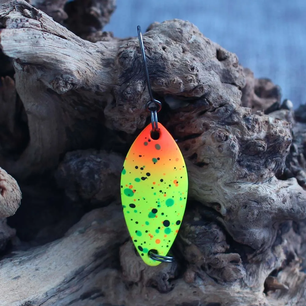 5Pcs/set Spoonbait 0.8g 1.8g 2.5g Copper Spoon Colorful Painting Mustard Hook UV Luminous for Trout Bass Stream Pesca Tackle