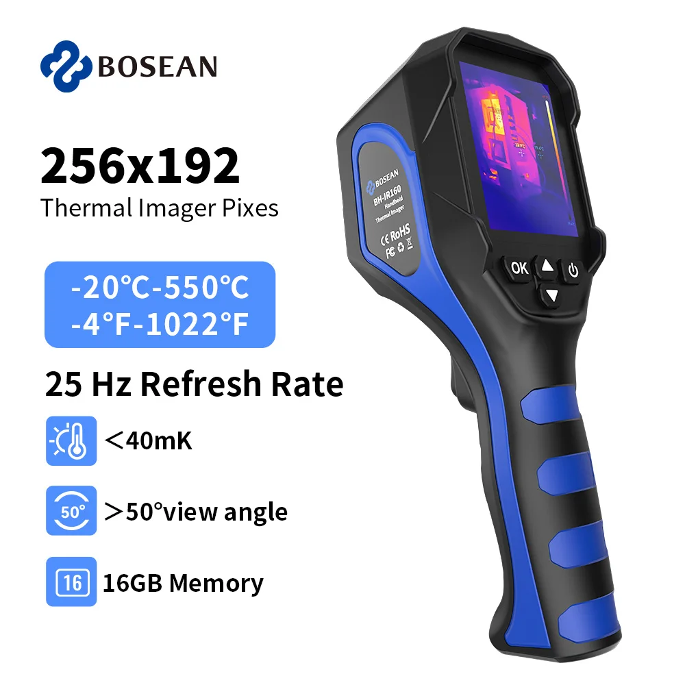 กล้องถ่ายภาพความร้อน BOSEAN ความละเอียด IR 256x196, 25Hz,