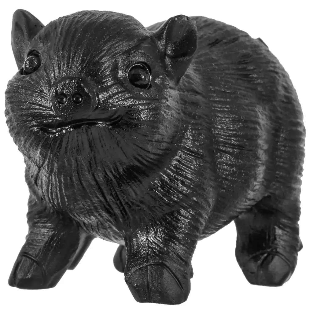 Hand Carved Pig Black Obsidian Statue Lovely Cute Animal Figurine For Desktop Ornaments Home Decor wooden christmas train ornaments retro decor xmas model gift water table toys desktop home decorative prop lovely adorn