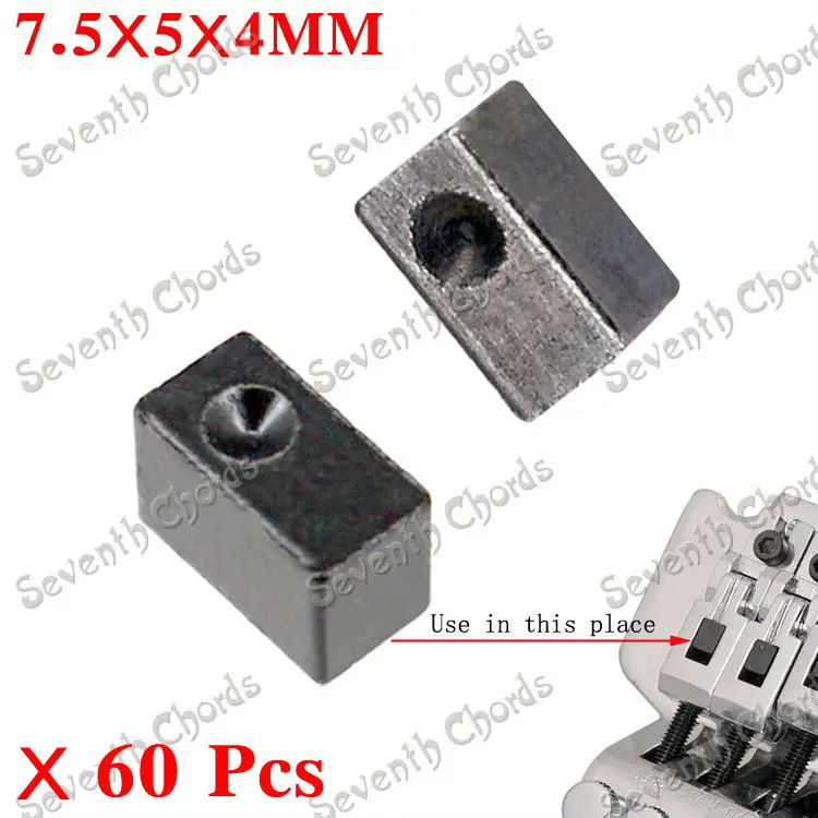 

60Pcs Electric Guitar String Lock Metal Pressure Clamp String Insert iron block For Tremolo Bridge 7.5 x 5 x 4mm