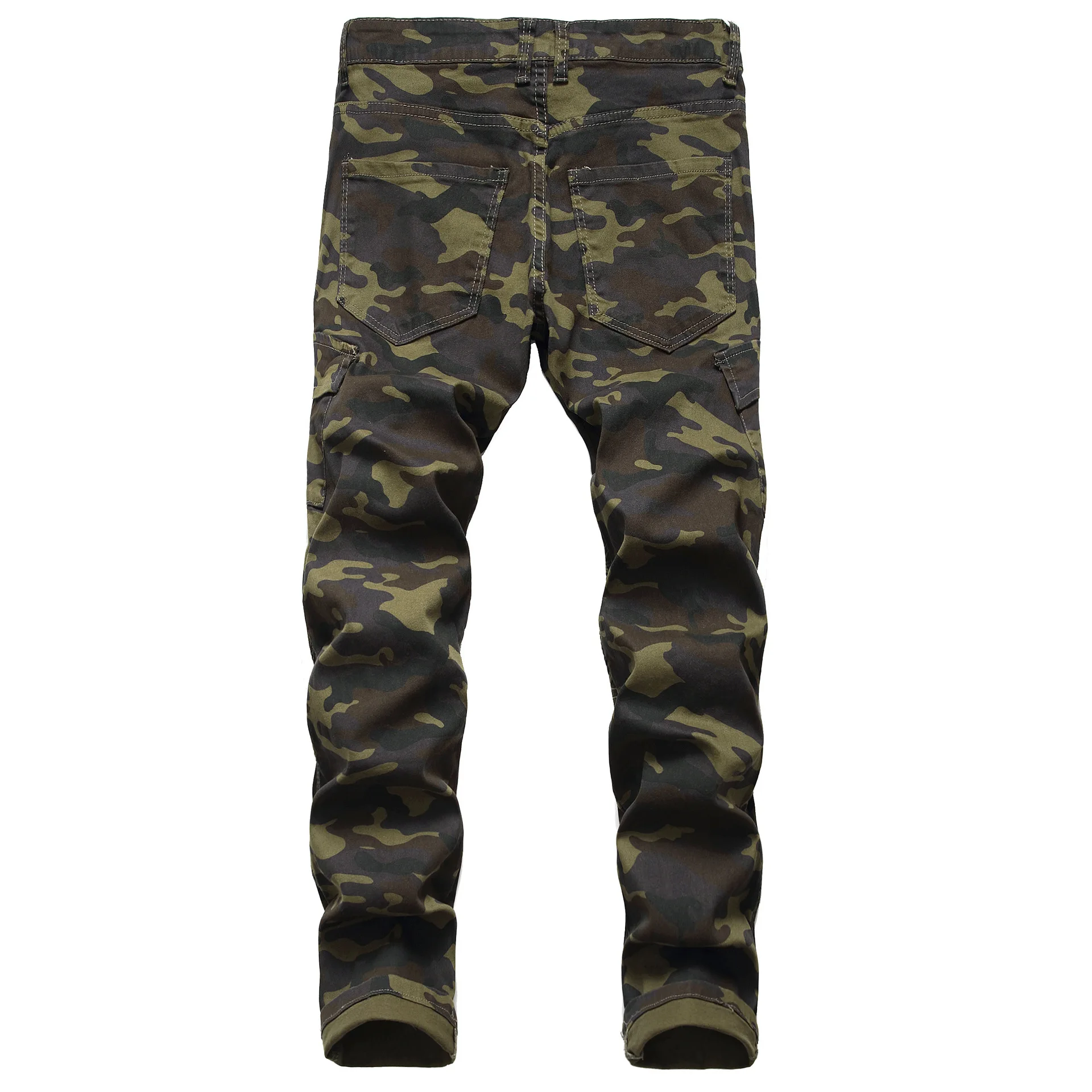 Men's Stretch Camouflage Biker Jeans High Quality Casual