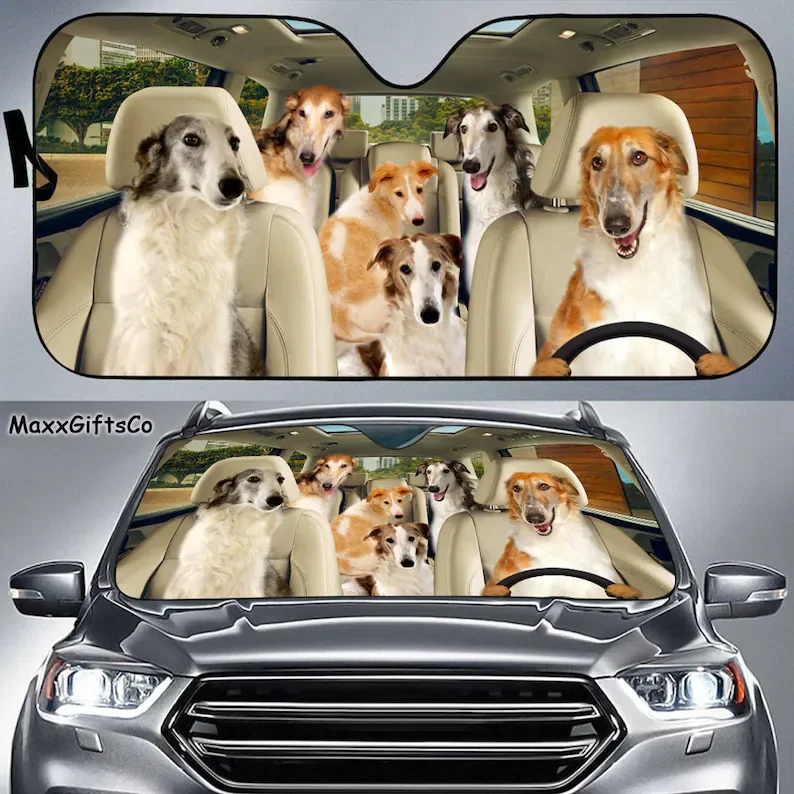 

Borzoi Car Sun Shade, Borzoi Windshield, Dogs Family Sunshade, Dogs Car Accessories, Car Decoration, Gift For Dad, Mom