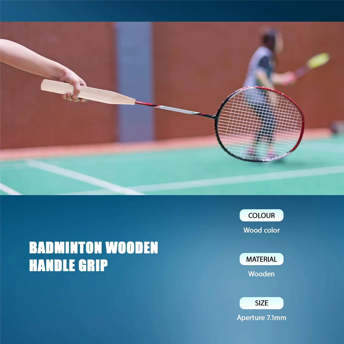 2Pcs Badminton Racket Handle Grip Wooden Badminton Handle Repair of Racket,G6