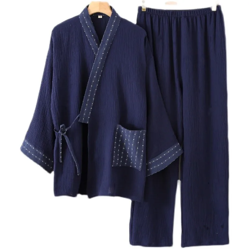 Japanese Kimono Japanese Kimono Mens Pajamas Men Sleepwear Male Casual Loose Home Two Piece Set Sleepwear Nightgown Outfits Asian Clothes