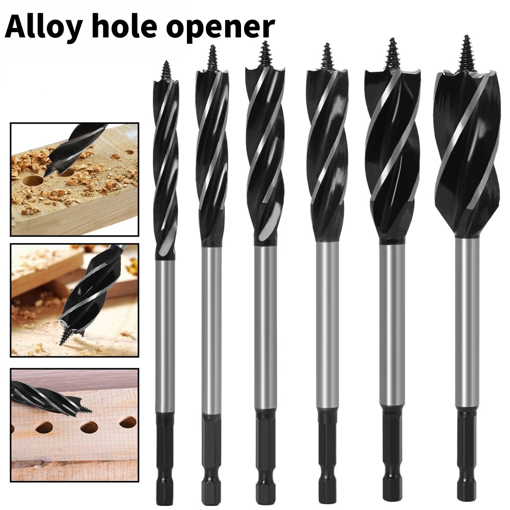 

Hexagonal Shank 4 Fluted Woodworking Drill Bit Perforating Fast Cut Auger Carpenter Joiner Tool Drill Bit Wood Hole Opener