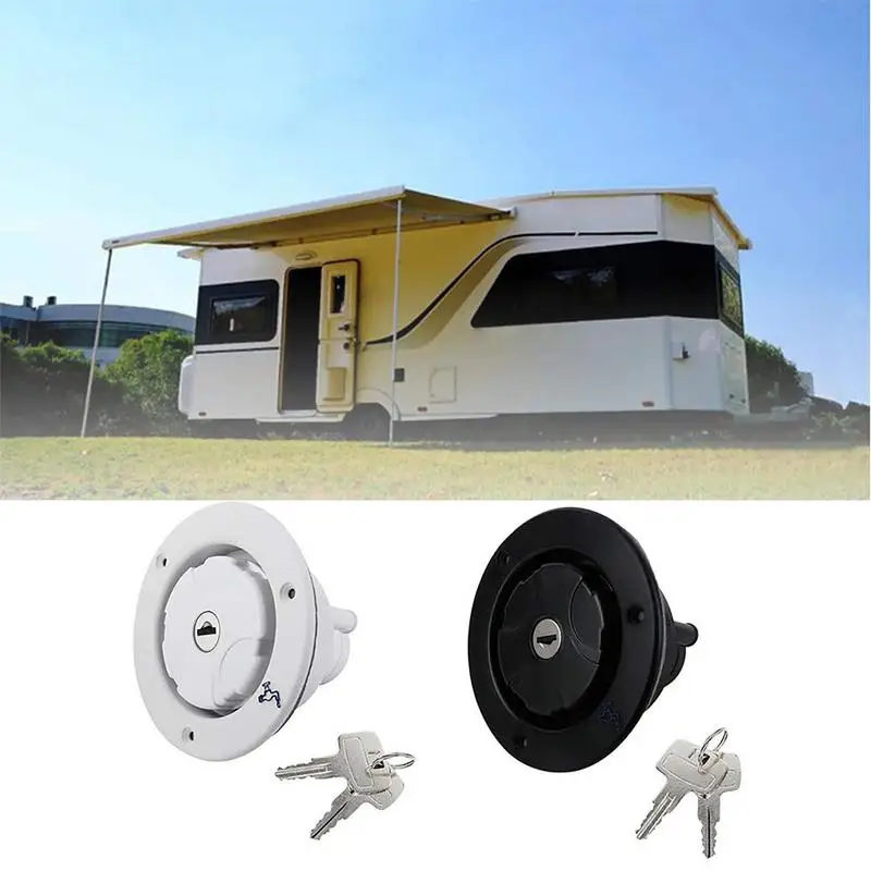 

Гравитационная водозаборная Крышка RV, запорный входной круглый наполнитель RV, водозаборник RV с 2 ключами, водозаборники для автофургона с защитой от протечек