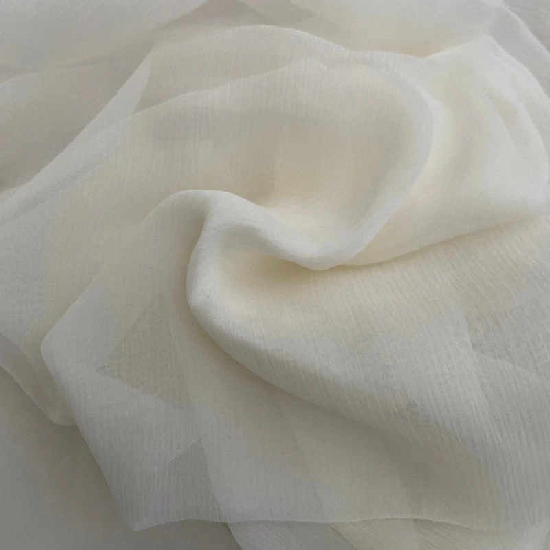 

Pure Silk Silk Crinkle Fabric Mulberry Silk Fabric Single Layer Thin Transparent Elegant Grass and Wood Dyed Casual Cuts