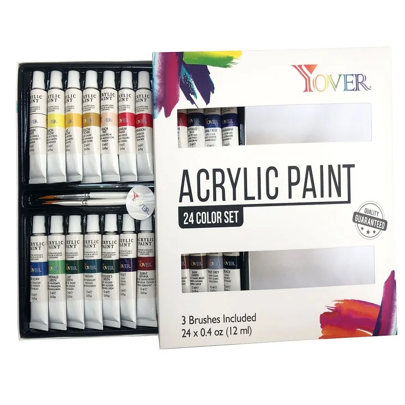 

12ml Oil Painting Acrylic Paint 24 Colors Set акриловые краски 프라모델 도색 Student Rich Pigments Non Fading Washable Paints Paint