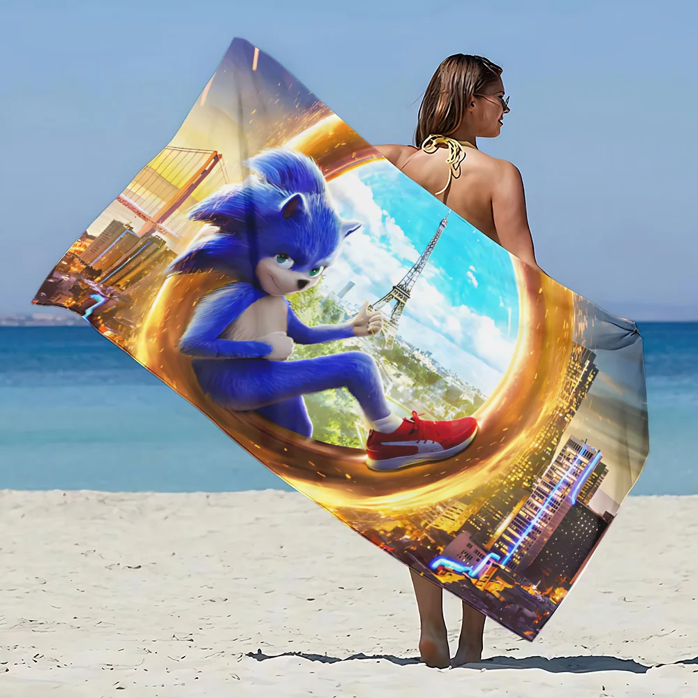 thumbnail image 1 of Toalla de playa de microfibra con dibujos animados de S-Sonics T-The Hedgehog, de secado rápido, suave, resistente a la arena, para piscina, para viajes, duchas y acampadas, 1 of 5