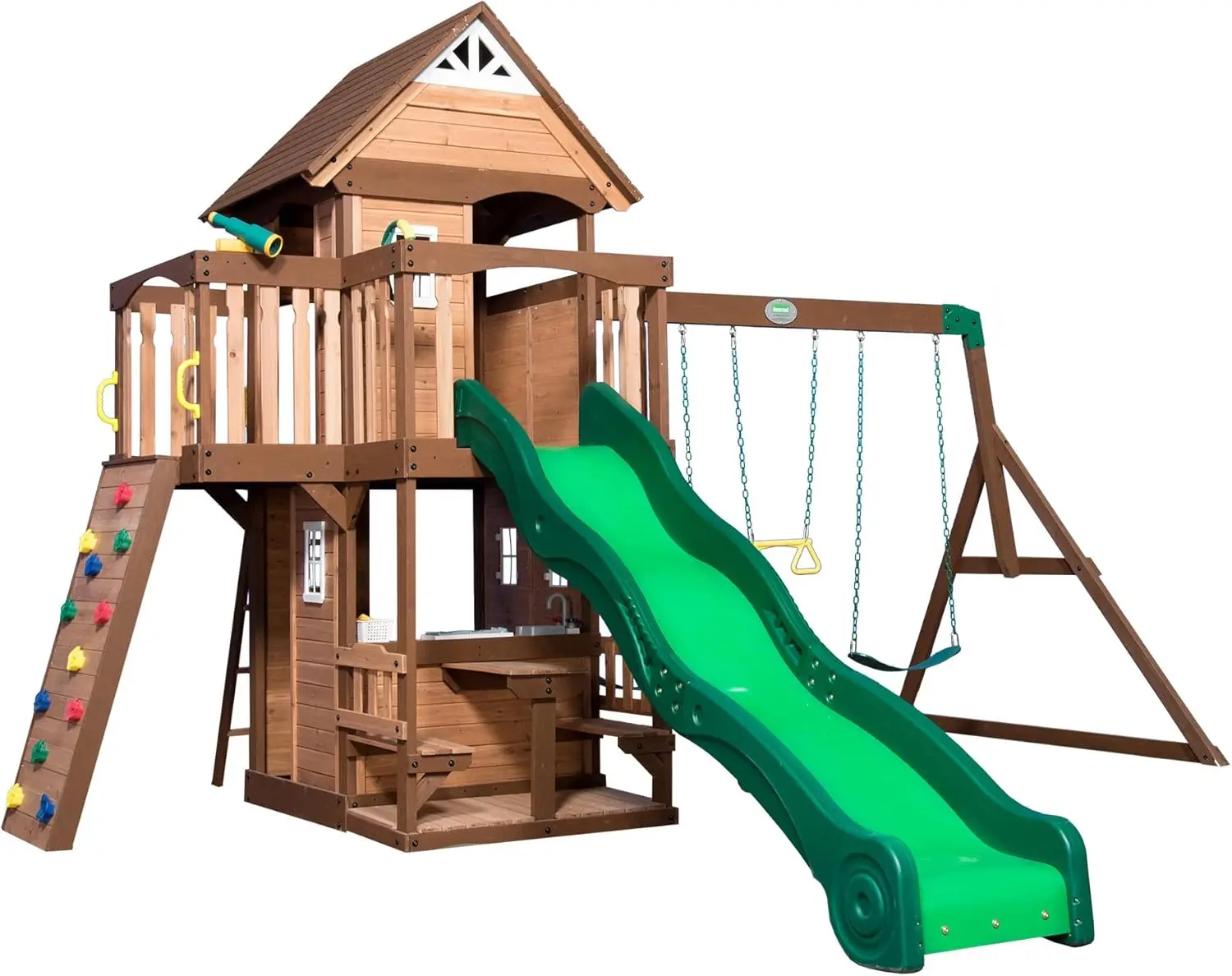 Covered Upper Clubhouse, Telescope, Steering Wheel, Lower Playhouse, Sink