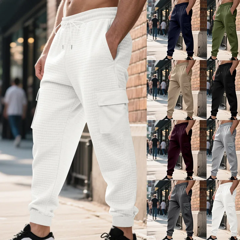 Men Elastic Waist Cargo Pants Casual Sweatpants
