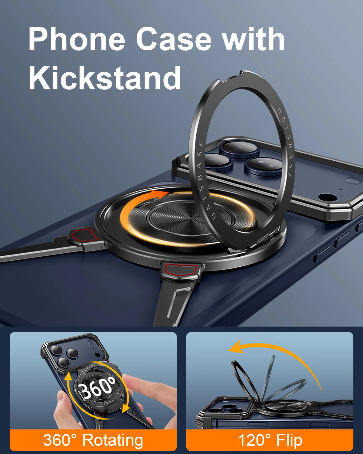 Eary Metal Phone Case for iPhone 17 Pro Max for Magsafe Magnetic Stand 360°Rotatable Frameless Shockproof Drop Protection Cover