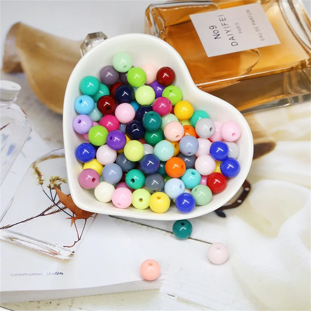 6mm 8mm 10mm Acrylic Round Beads Loose Balls Spacer beads Needlework Jewelry Making