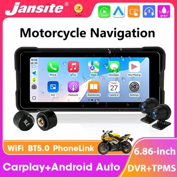 Navigatore GPS per Moto con Schermo Touch da 6,86 Pollici, Carplay Wireless, Android Auto, Display Impermeabile IPX7, Supporto Bluetooth, DVR+TPMS