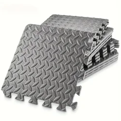 Non - slip Waterproof Fitness Mat Set - Shock - absorbing Floor Protection Tiles - 16Pcs (GRAY)