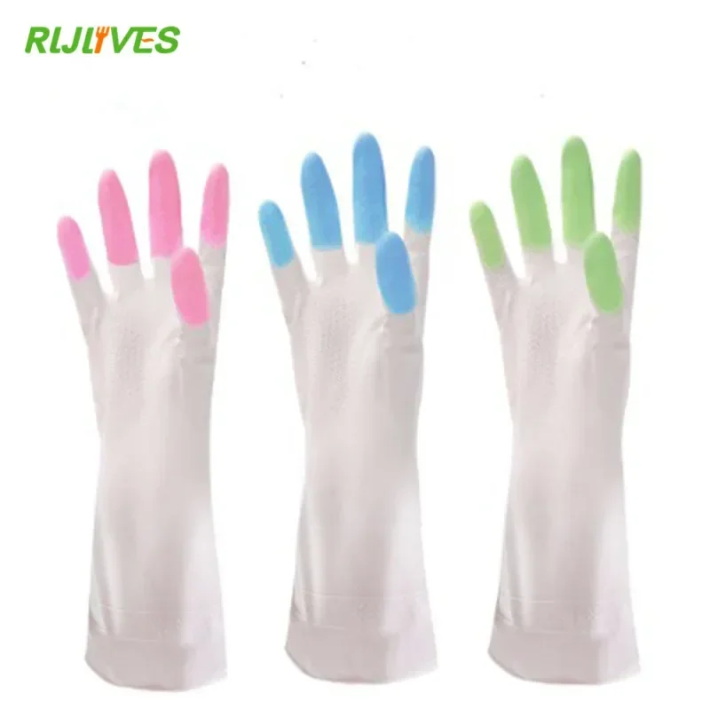 Kitchen Durable Waterproof Gloves Dishwashing Housework Cleaning Gloves Non-slip Thin Rubber