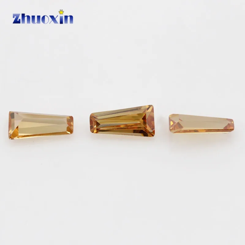 Size 2x1.5x1~6x3x2mm Champagne Trapezium Shape 5A CZ Stone Synthetic Gems Cubic Zirconia For Jewelry