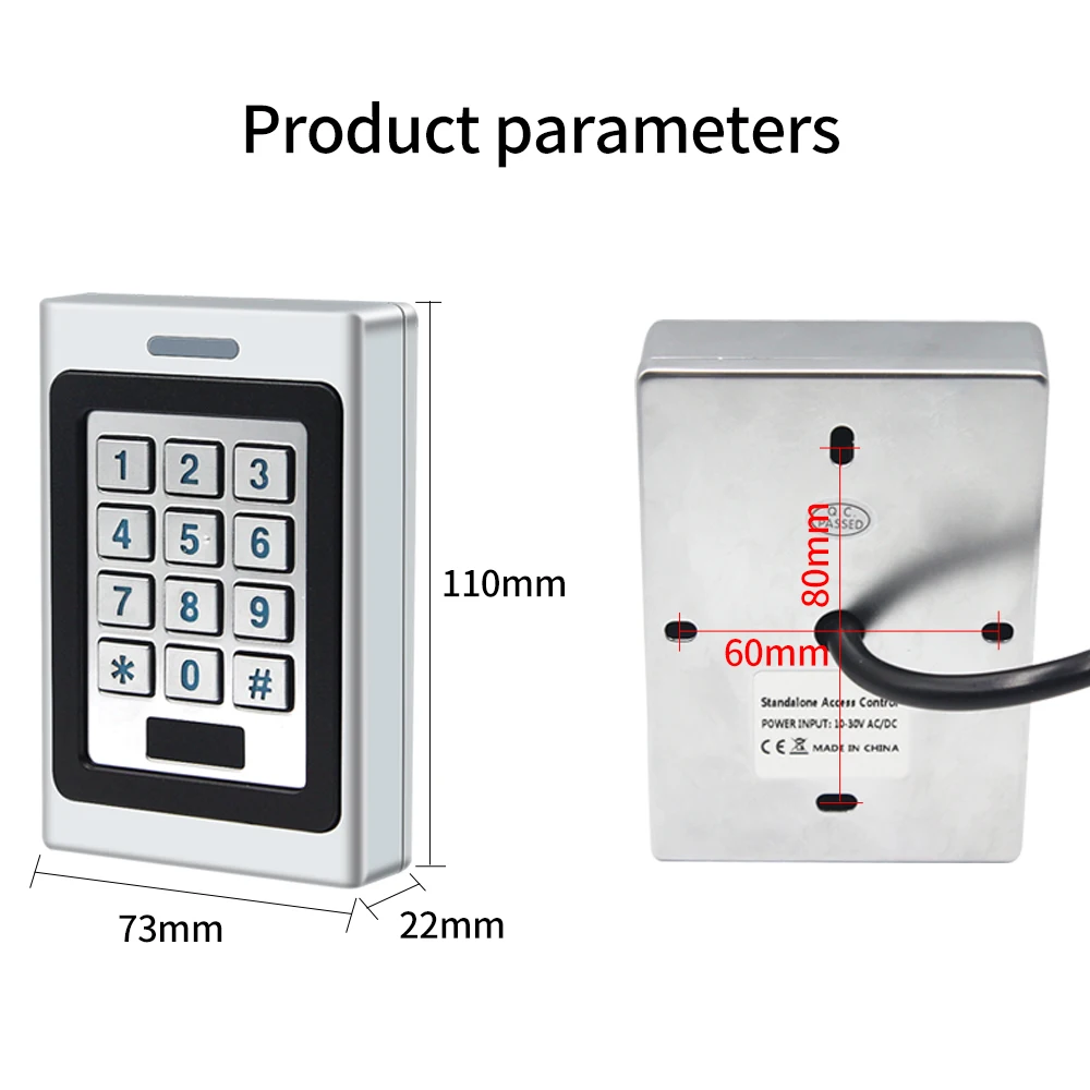 Standalone Access Control Double-Door Keypad 2-Relays Control 2-Doors With Pulse Mode Toggle Mode Alarm Output Anti-Duress Users - 5