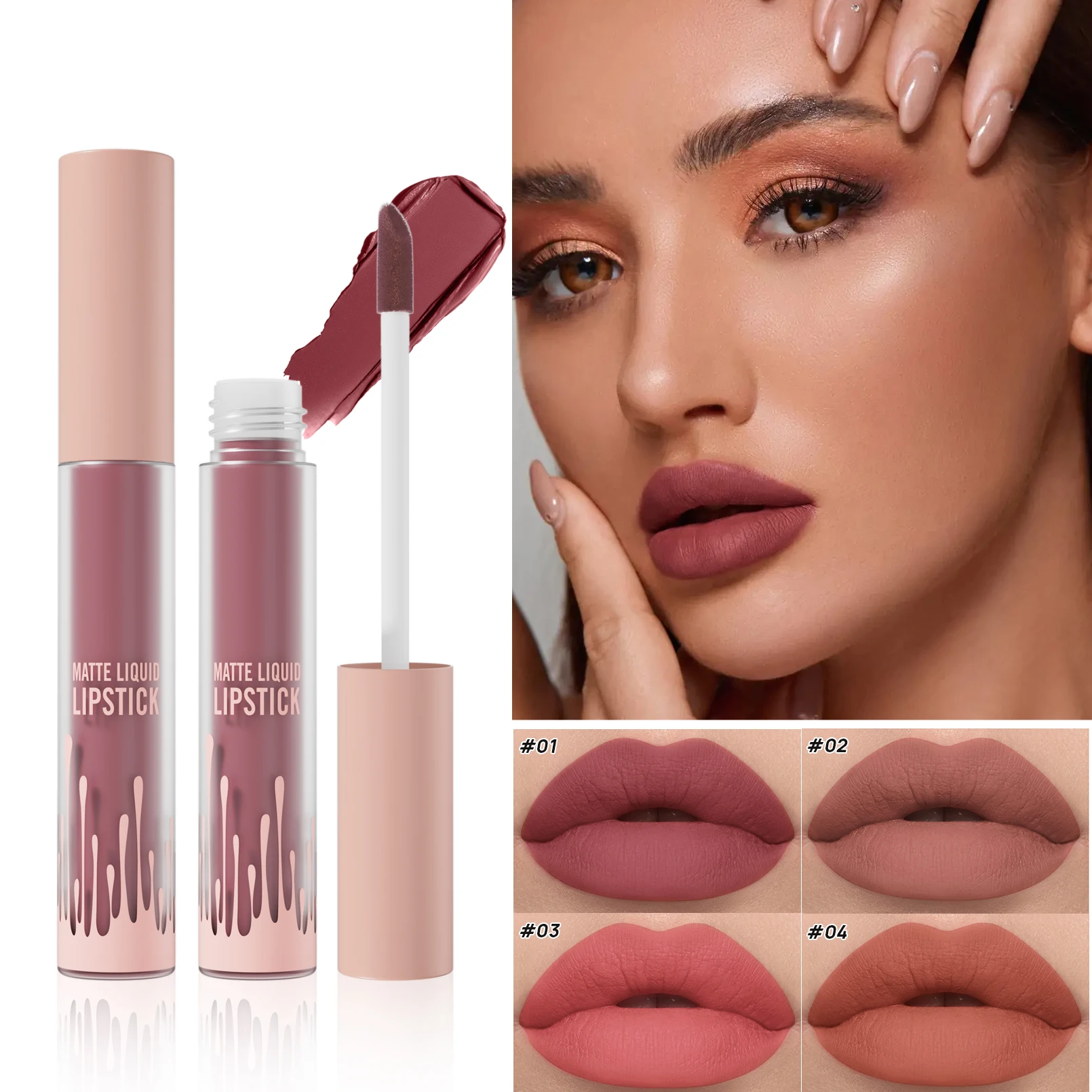 4 colors Matte Velvet Lip Glaze Long Lasting Waterproof Non-Sticky Smudge Proof Liquid Lipstick Valentine's Day Gifts lip glaze